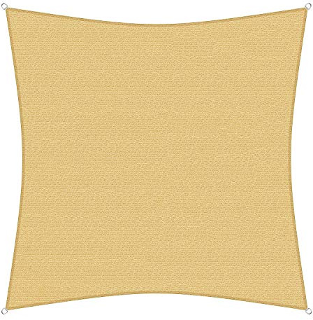 sunprotect 83263 Professional Sonnensegel, 3,6 x 3,6 m, Quadrat, Wind- & wasserdurchlässig, beige