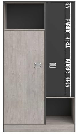 Parisot Kleiderschrank Esche/Grau mit Aufschrift