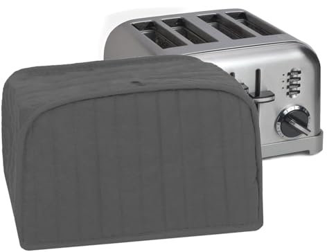 RITZ Polyester/Cotton Quilted Four Slice Toaster Appliance Cover, Dust and Fingerprint Protection, Machine Washable, Graphite Grey