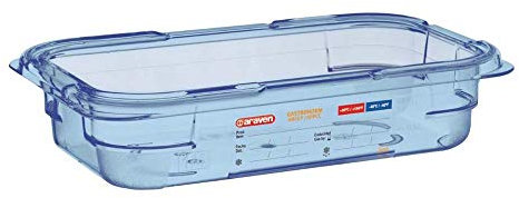 Araven GP574 ABS GN Lebensmittelbehälter, Größe 1/4, 65 mm x 265 mm x 163 mm, Blau