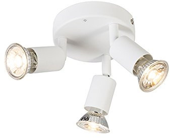 Qazqa - Modern Moderner Deckenstrahler weiß rund - Jeany 3-flammig Spotbalken I Wohnzimmer I Schlafzimmer - Stahl Rund - LED geeignet GU10
