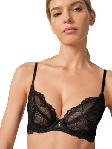 Gossard Women's Superboost Lace Non Padded Plunge Bra, Black, 34FF
