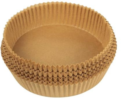 MasterPro Foodies - Papel de hornear para freidora de aire - Sin BPA - Juego de 100 Piezas - Moldes redondos de Papel de 20cm para freidora de aire con cesta de 3-4,5L - Sin blanquear, 20 Cm Redondo