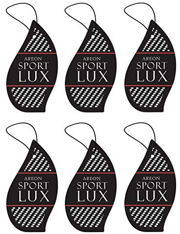 Areon Sport Lux Silver Auto-Lufterfrischer Hängende Pappe Rückspiegel 2D Gadget Inneneinrichtung Form Schwarzen Tropfens Zuhause Büro Düfte Mehrfachpackung (Silber Packung mit 6 Stück)