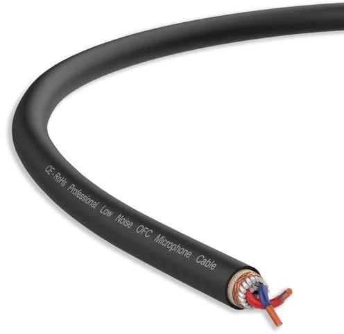 Audibax Silver BSM100 Nero - Avvolgicavo Microfonico Bilanciato - Lunghezza 100 Metri - Filo Intrecciato e Magliato - Copertura in PVC Flessibile e Resistente - Colore Nero