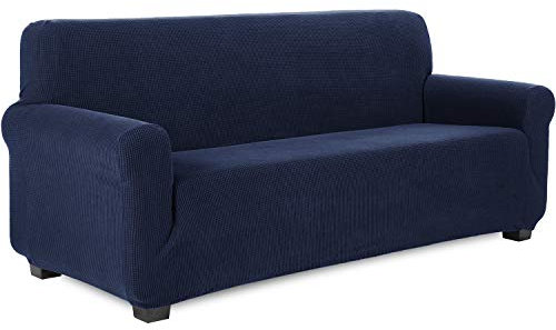 TIANSHU Housse de Canapé Extensible en Élasthanne, Housse Canapé Antidérapante Protege Canape Élastique, Protection Antisalissure pour Animaux de Compagnie Chats et Chiens (3 Places, Bleu Foncé)