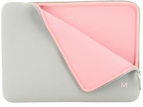 MOBILIS Housse en Néoprène pour Ordinateur Portable 12,5-14, Pochette Protection PC/Notebook/Ultrabook jusqu'à 14, Sac Compatible avec MacBook Air/Pro 13.3, Gris/Rose