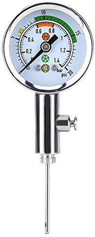 Vgeby Manometer Ball, Luftdruckmesser Fußball Metall Mini Luftpump Manometer Für Fußball Basketball Volleyball Netball Rugby Fußball Liefert Ballpumpe