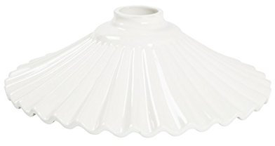 Ricambio paralume piatto in ceramica bianca con bordo bianco per lampadario a sospensione classico rustico country - 30 cm 100% Made in Italy