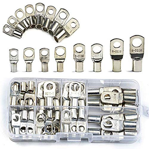 Kylewo 60 stücke Kabelschuhe Set Gabelkabelschuhe Crimp Unisolierter Terminals Set U Ring Kabelschuh Sortiment Kabel Wire Connector Crimp Spaten Set,Ringkabelschuh Kabelschuh Kabelverbinder