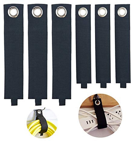 GIRYES Heavy Duty Storage Straps by YiwerDer, 6 Assorted Pack 3M/3L, Hook and Loop Adjustable Strap Holder, Extension Cord Organizer Hanger for Cables, Hoses, Rope and More (Black)