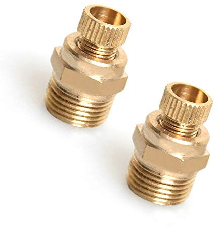 Vogueing Werkzeug Ablaufventil, 2 Stück Kompressor Ablaufventil Messing Ton Wasserablassventil für Luftkompressor PT, Mehrfarbig