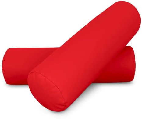 Happers Nackenrolle 2er-Pack 50x15cm aus Kunstleder Rot. Nackenkissen zur Linderung von Haltungsschmerzen oder zum Schlafen