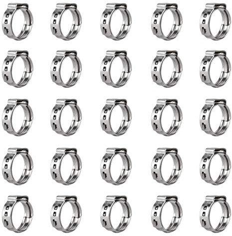 40Pcs 10.3mm-12.8mm 304 Stainless Steel Single Ear Hose Clamps Assortment Kit Perfect for Securing Pipe Hoses and Automotive Use