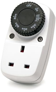 Defender EasyTurn Dusk Till Dawn Timer Switch - Day Night Plug Timer - Energy Saver Plug Standard Size - Automatic Dusk Till Dawn - 240v 3 Pin Plug with Programmable Controller