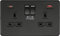 Knightsbridge SFR9909 Screwless Twin Switched Socket with Dual Fastcharge USB A+C Ports in Matt Black, Sf - Mbb