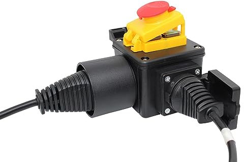 sys2sell DZ08-2 Schalter-Stecker-Kombination – 230 V, 16 A, 2× Schuko (Typ E/F) – Not-Aus-Klappe mit transparenter Schutzkappe, IP54 – 0/1 Sicherheitsschalter für Maschinen, Kompressoren