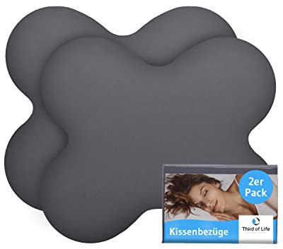 Hochwertiger ACAMAR Kissenbezug Doppelpack (Dunkelgrau, Uni) für Schmetterlingskissen ACAMAR - Mako-Baumwolle, Double Jersey, guter Fit, Oeko-Tex Zertifiziert, Kissenhülle mit Reißverschluss