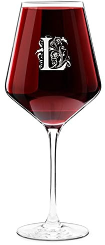 Maverton Verre à Vin en Cristal pour l’homme - 490 ml - Verre Personnalisé à Vin Rouge et Blanc - Cadeau d’anniversaire pour amateur de vin - Lettrine