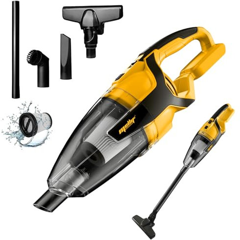 Mellif 18V Car Vacuum Cleaner Cordless for Dewalt 18V Battery, Portable Lightweight Vacuum for Car Bench table, Yellow,vc-dcb20