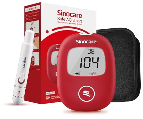 Blutzuckermessgerät, sinocare Safe AQ Smart Zuckermessgerät mit Stechhilfe zur Blutzucker Messen (Blutzuckermessgerät)