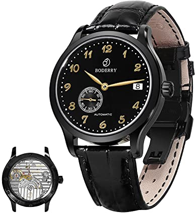 BODERRY Mens Micro-Rotor Automatic Dress Watches Waterproof Stainless Steel Mechanical Business Wrist Watch for Men,Sapphire Men's Luxury Wristwatch