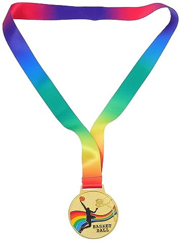 2 Stück Basketball Goldmedaillen Aus Zinklegierung Mit Regenbogenband – Auszeichnungspreis Für Sportwettbewerbe, Motto-Partys Und Sammlerstücke