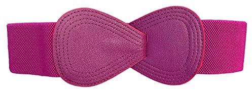 CT COTIM COYIN Cinture elastiche a forma di 8 cinghie elastiche in pelle elastica cintura da donna con fibbia ad incastro, Fucsia, 25-37W
