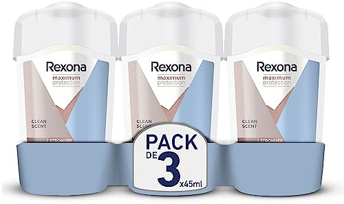 Rexona Maximum Protection Desodorante para mujer en barra Antitranspirante Clean Scent, 45 ml (Paquete de 3)
