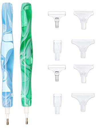 Diamant Malstift Aus Kunstharz Diamant Painting ZubehöR Set Diamant Malerei ZubehöR Diamond Painting Pen Diy Diamant Malerei Stift ZubehöR Und Werkzeuge FüR Malerei Handwerk Diy Nagelkunst(Blau,GrüN)