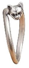 DAOMEI 925 Sterling Silber Einfacher Katzenring Für Männer Frauen Größenverstellbarer Wickelring Punkschmuck Gothic Vintage Offener Ring
