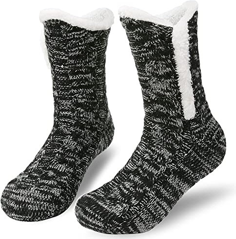Niofind Calze Uomo Donna Invernali, Calze Antiscivolo Calzini a Pantofola, Calzini Termici Caldi Pile, Calze Termiche Natalizie, Calzettoni Morbidi per Casa Regalo Natale