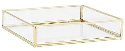 Madam Stoltz Kleines quadratisches Glas-Tablett, goldfarben