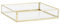 Madam Stoltz Kleines quadratisches Glas-Tablett, goldfarben