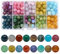 200 Piezas Perlas de Colores Craquelados 8 mm Perlas Redonda, Cuentas de Cristal Craqueladas, Agrietado Cuentas para Hacer Pulseras Collares Bisutería Manualidades (Verde)