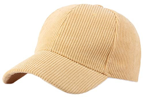 GIBZ Cappellino da Baseball Classic Unisex, Cappello da Sole in Velluto a Coste Regolabile con Visiera Curva, Berretto per Sport, Giallo