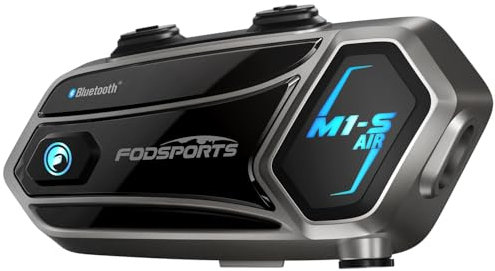 Fodsports M1-S AIR Interfono Moto, Interfono Casco Moto per 2-6 Motociclisti, 5.0 Bluetooth Auricolare Casco Moto con Condivisione Musicale, Auricolari Moto con Radio FM, CVC-Riduzione del Rumore