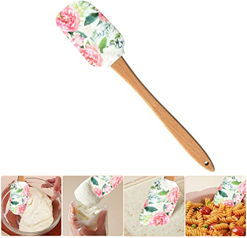 MUFEKUM Silicone Spatula for Cooking, Scraping, Baking and Mixing (Rose) | Heat Resistant Detachable Rubber Spatula with Beechwood Handle, Non-Stick Silicone Scraper Kitchen Utensils