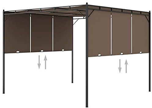 junzai Hot Tub Sun Canopy Patio Awning Awning For Garden Garden Gazebo with Side Curtain 3x3x2.25 m Taupe