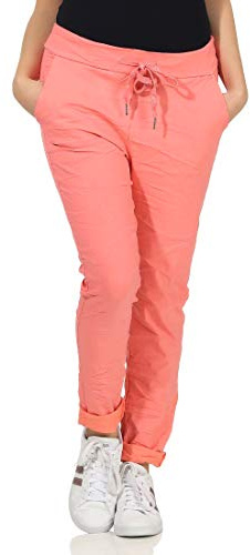 CLEO STYLE Damen Magic Hose Stretch Chino Pants – Einheitsgröße (34-40) – Bequeme Freizeithose mit Kordelzug & Taschen – Super Soft Viskose-Mix – Mehrere Farben 88