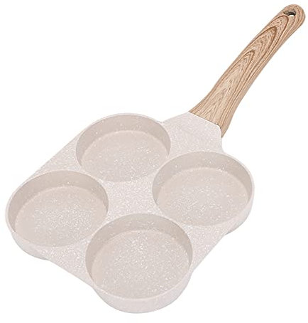 Bobikuke Pancake Pfanne Induktion 4 Loch, Spiegeleipfanne Antihaft Augenpfanne Aluminium Induktion kompatibel für Frühstück - Weiß