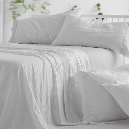 Burrito Blanco | Juego de sábanas,Cama de 135 cm (+ Medidas Disponibles) | Poliéster 50% Algodón 50% | Fácil Planchado | Diseño 297 Gris Claro