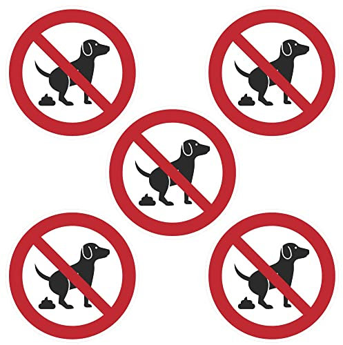 Kleberio® Selbstklebende Aufkleber - Hier kein Hundeklo - 10 cm 5 Stück Piktogramm wetterfest Aufkleber Schutz vor Beschmutzung durch Hundekot Hundedreck verboten Hinweis Sicherheit für saubere Wege