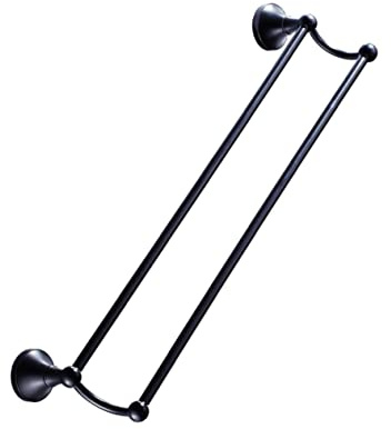 Black Brass Double Bar Towel Rack 55cm Antique Bathroom | Fine Workmanship, Smooth Surface, High Stability, One Piece for Towel Support and Neat Hanging