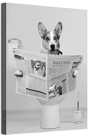 LPFNSF Badezimmer Bilder Bad Tier in der Badewanne Bild Lustige Wandkunst Drucke Leinwand Poster Dekoration des Badezimmers Ohne Rahmen. (Rauchender Hund, 50x70cm)