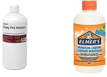Artway Strong PVA Glue/Medium - 1 Litre, White & Elmer’s Glue Slime Magical Liquid Solution | 259 mL Bottle (Up to 4 Batches) | Washable & Kid Friendly | Great for Making Slime