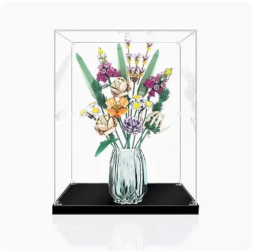 Acryl-Vitrine Box kompatibel Lego 10280 Bouquet of Roses Modell, Schutz, staubdichte Vitrine Geschenkmodell, transparent, kompatibel mit Lego (nur Vitrine) (3 mm)