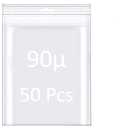 50 Stück - 90µ (Mikron) Zipverschlussbeutel transparent - Euro-Loch - Kunststoff 18cm x 25cm - 180x250mm