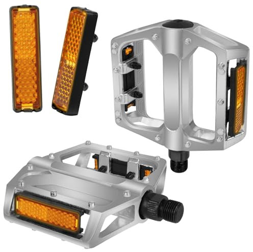 Adiwo Fahrradpedale, 9/16 Zoll rutschfeste Aluminium Ersatzpedale Bicycle Pedals Fahrrad Pedale Set für Rennrad Mountainbike BMX MTB E-Bike Silber