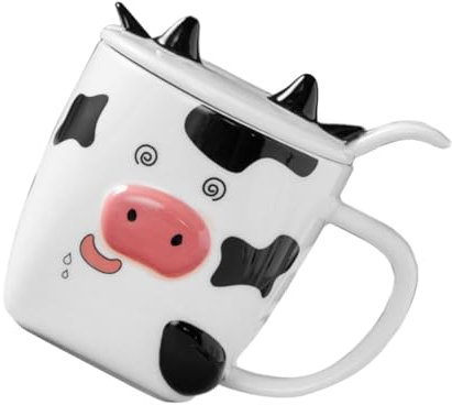 PRETYZOOM Desayuno Taza De Cerámica 1 Juego taza vasos para beber con tapas vasos con tapa vaso de vaca con cubierta la vaca 3d cerámica Taza De Café De Vaca